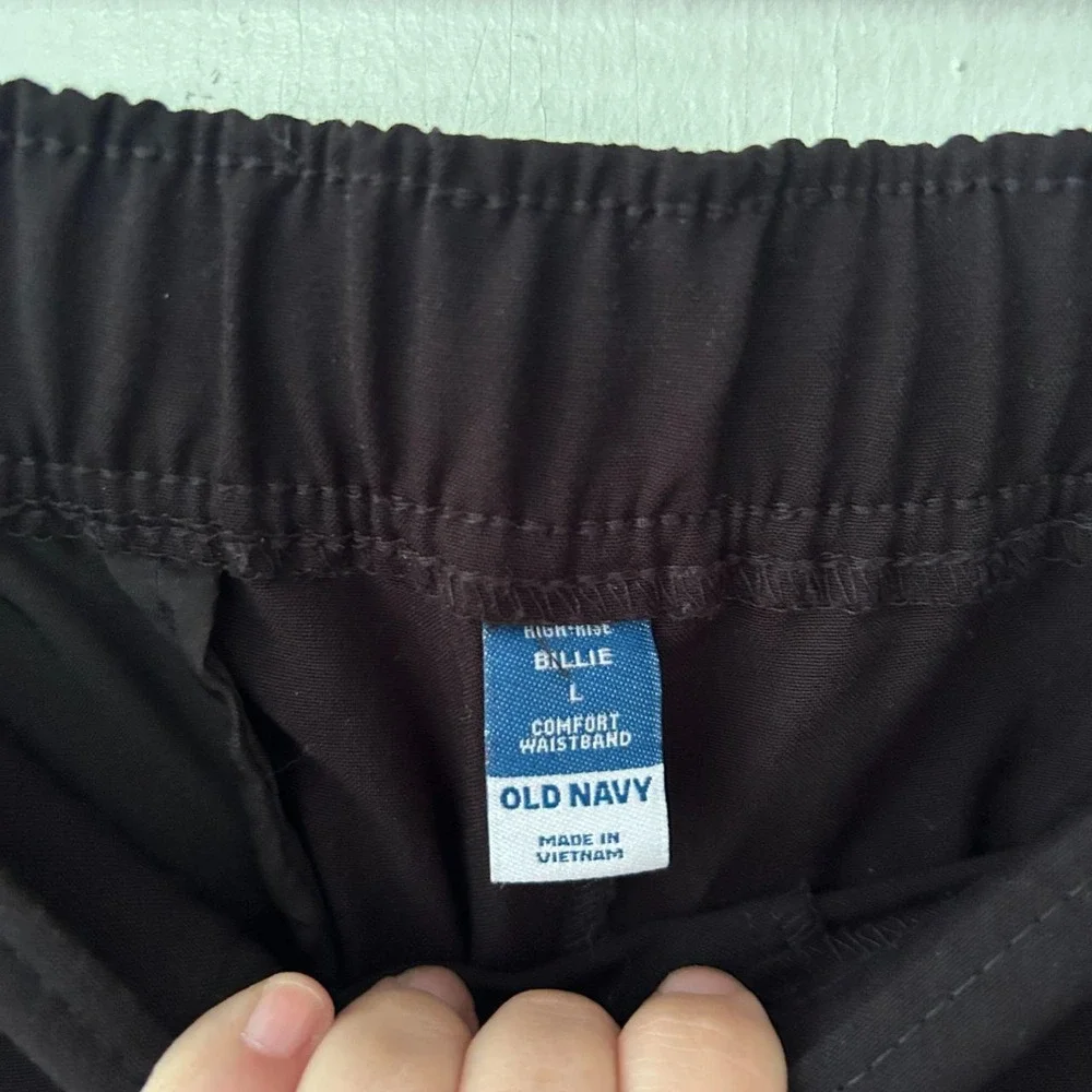 Old Navy High Rise Billie Pants Womens Large Black Pockets Tie Waist Minimalist